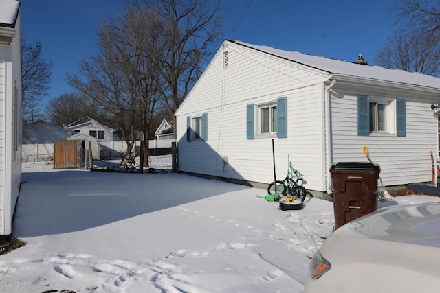 view of snow covered exterior