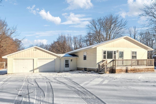 single story home with a garage