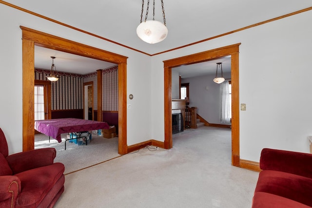 interior space with crown molding