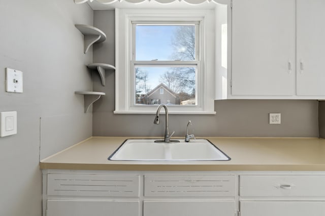 kitchen with sink and white cabinets