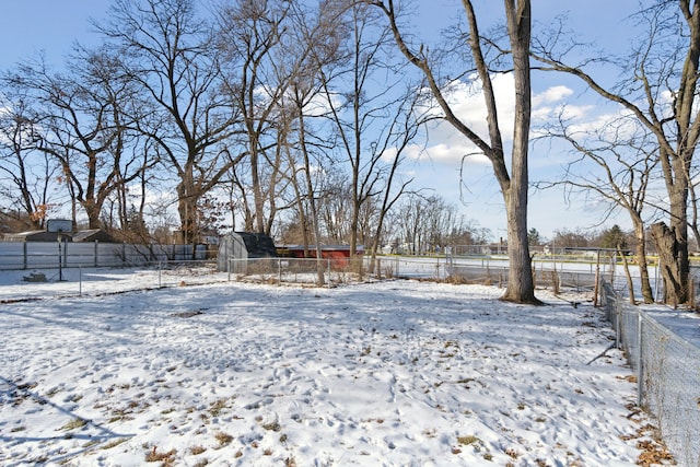 view of yard covered in snow