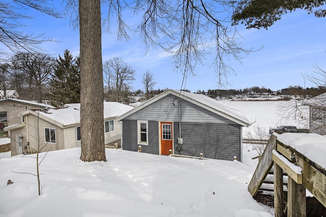 view of snow covered property