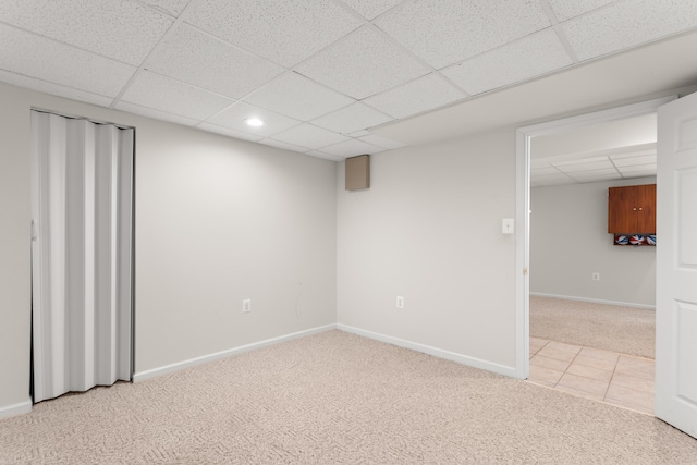 basement with light carpet