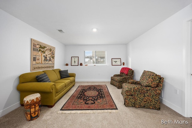 living room featuring carpet