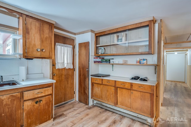 kitchen with sink and light wood-type flooring