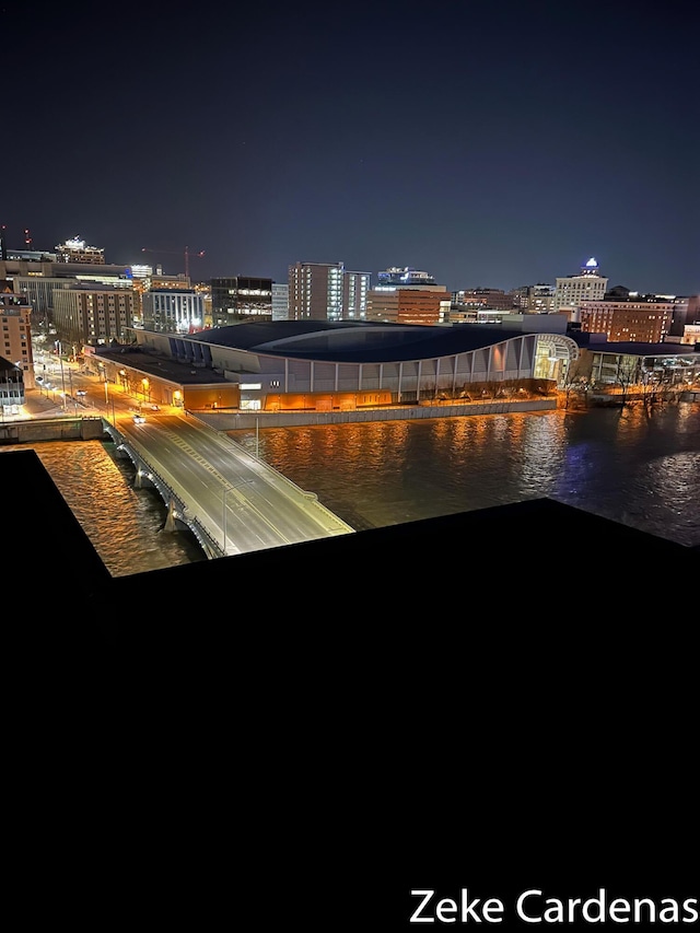 view of city with a water view