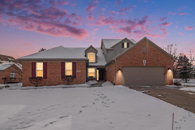 view of front of house with a garage