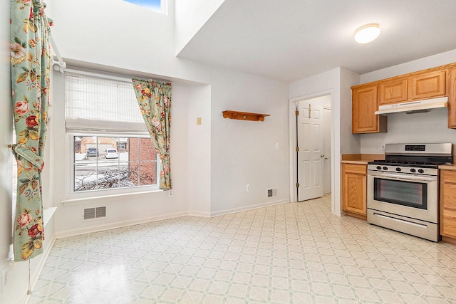 kitchen featuring stainless steel range with gas stovetop