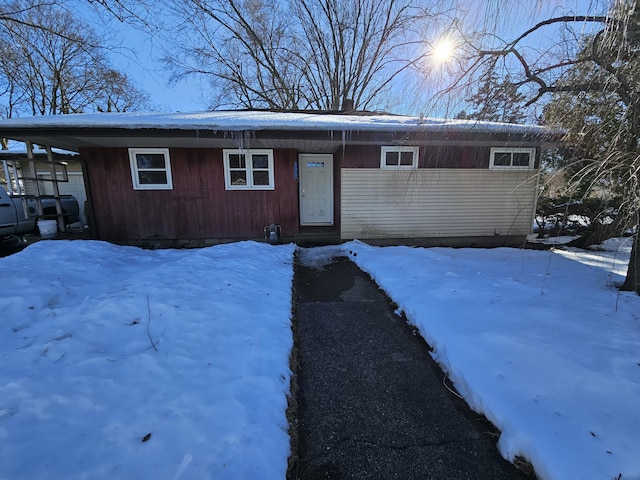 view of single story home