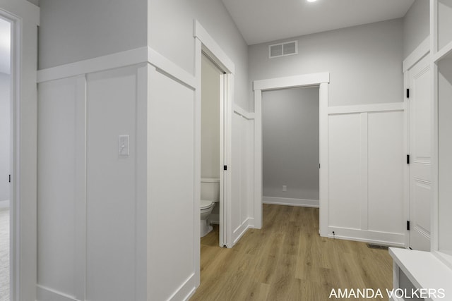 hall featuring light hardwood / wood-style flooring