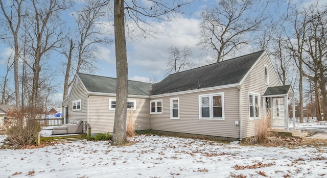 view of snow covered property