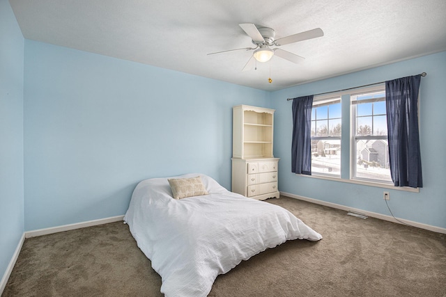 bedroom with carpet flooring and ceiling fan