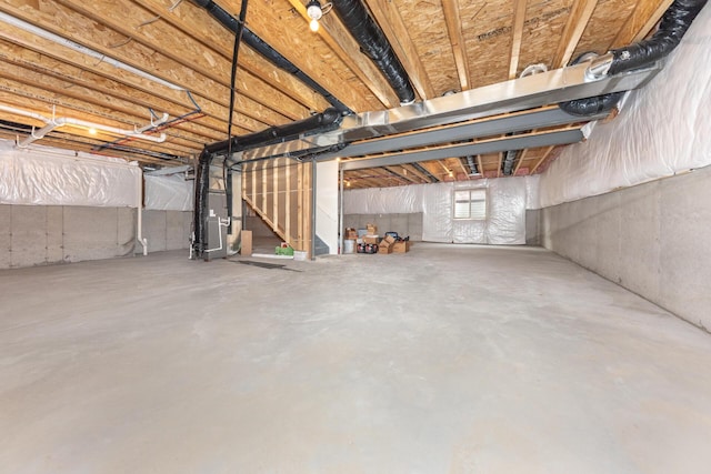 basement with heating unit