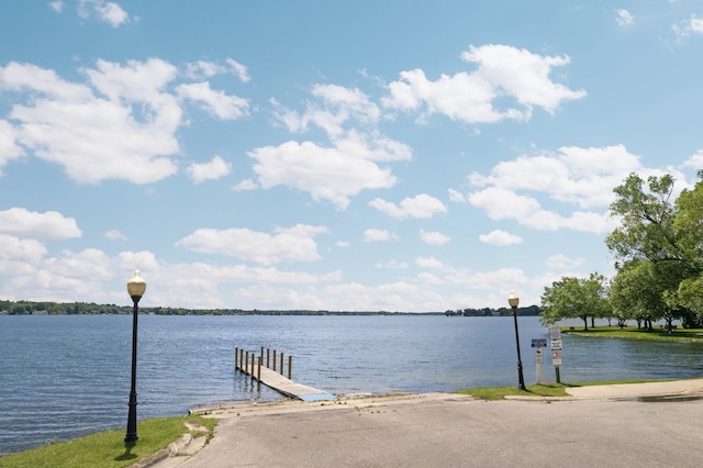 view of dock featuring a water view