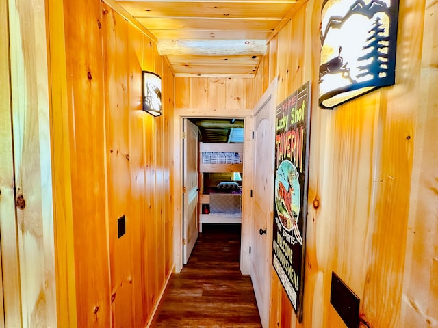 6919 E Free Soil Rd, Free Soil, MI 49411 - corridor with wood finished floors, wooden walls, and wood ceiling