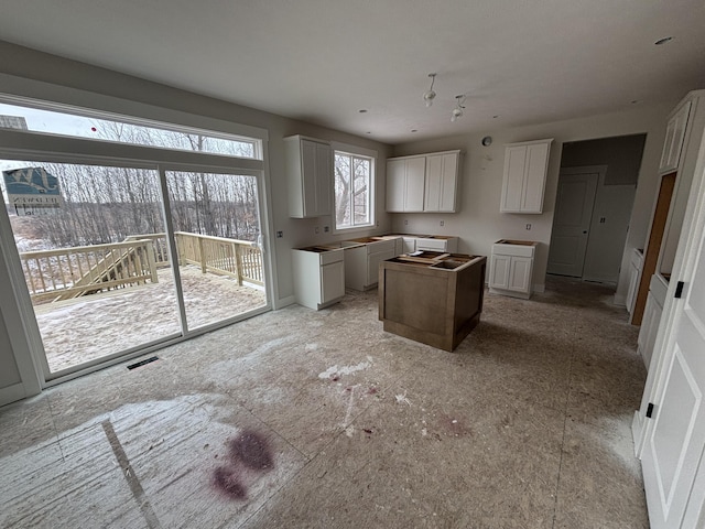 kitchen with white cabinetry and a kitchen island