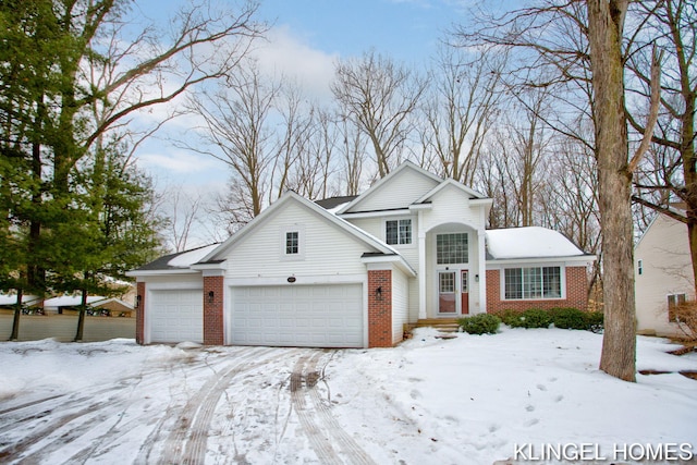 front facade with a garage