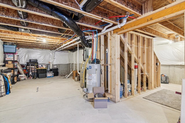 basement with water heater