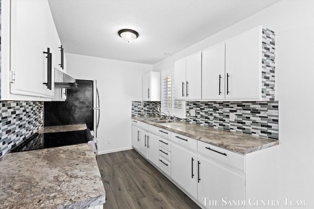 kitchen featuring sink, white cabinets, and dark hardwood / wood-style floors