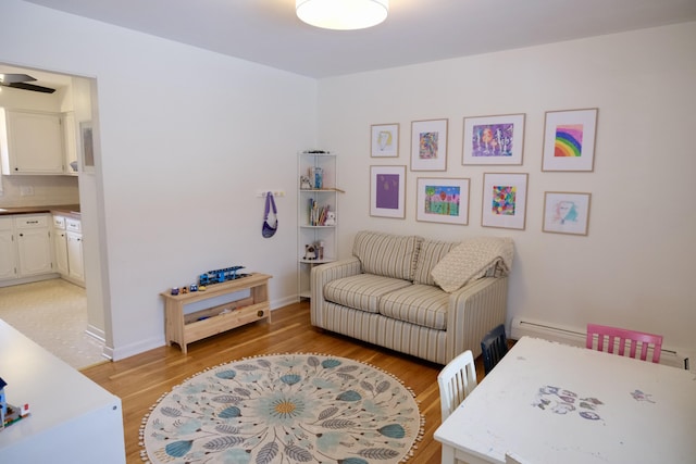 living room with light wood-type flooring