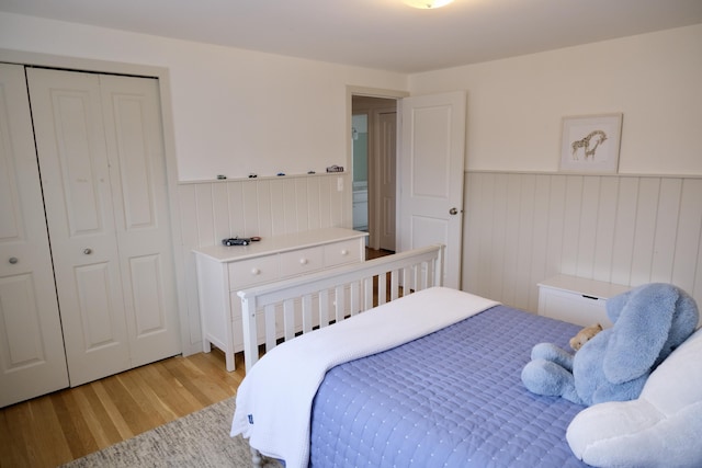 bedroom with light wood-type flooring