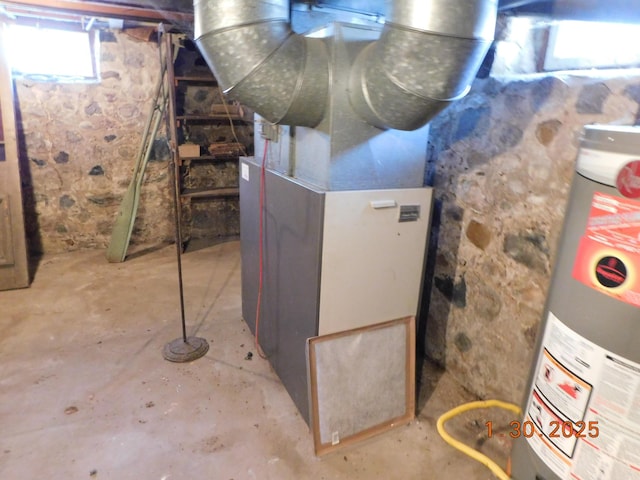 utilities with heating unit and gas water heater