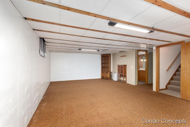 basement with carpet