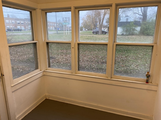 view of unfurnished sunroom