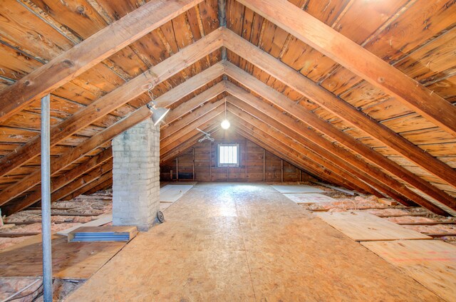 view of unfinished attic