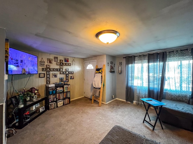 sitting room with carpet flooring