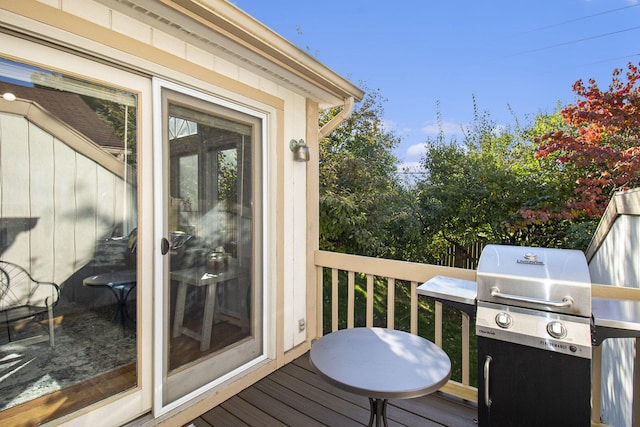 wooden deck with grilling area