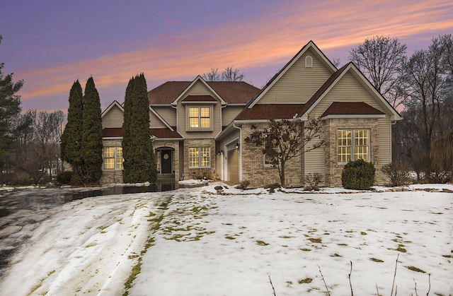 view of front of house with a garage