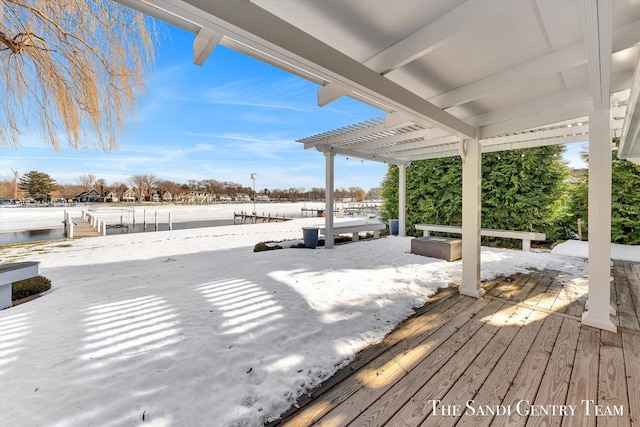 wooden deck featuring a pergola