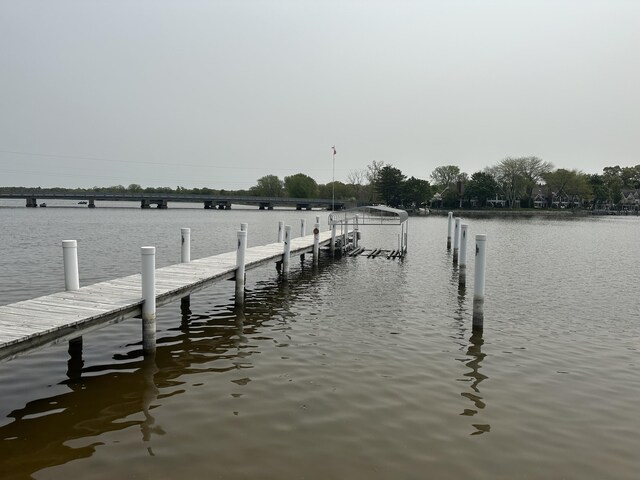 view of dock featuring a water view