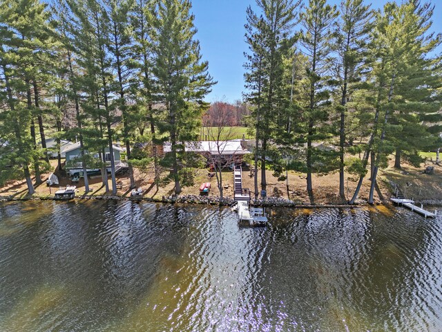 3509 N Shore Dr, Sears, MI 49679 - property view of water featuring a boat dock