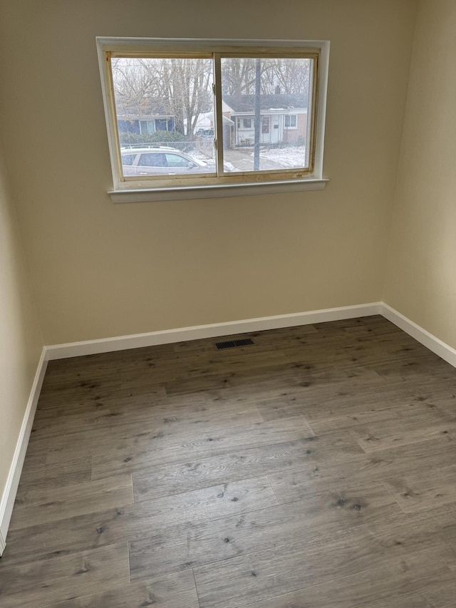 spare room featuring wood-type flooring