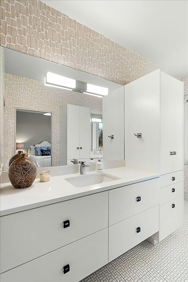 bathroom featuring vanity and tile patterned floors