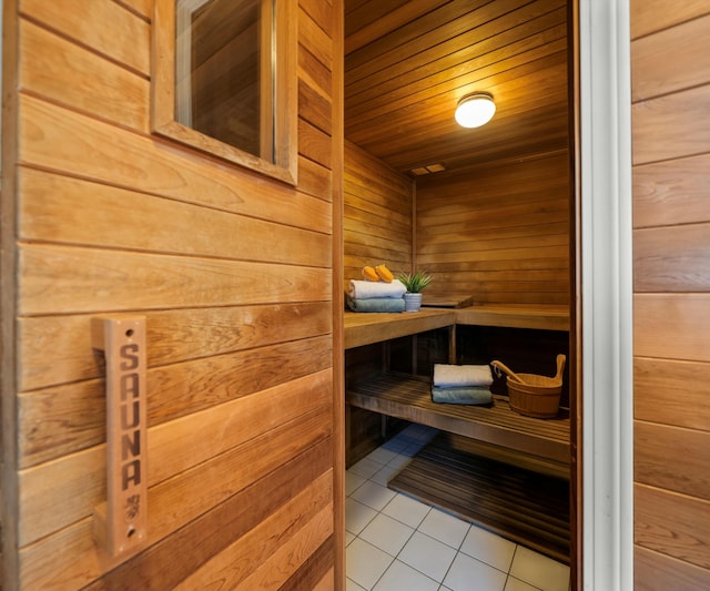 view of sauna / steam room featuring tile patterned floors