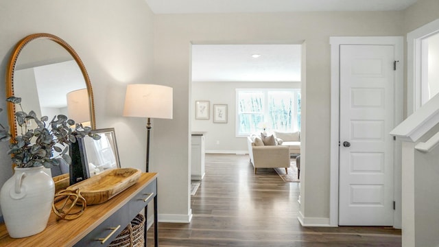 hallway featuring dark hardwood / wood-style floors