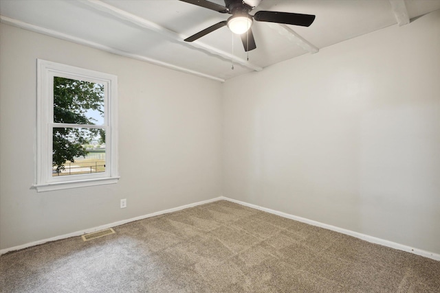 carpeted empty room with ceiling fan