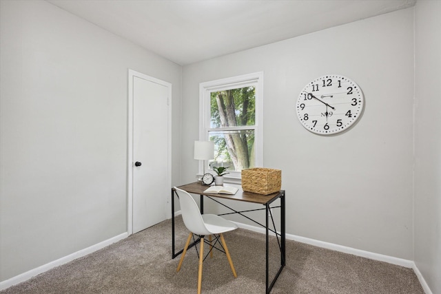 view of carpeted office space