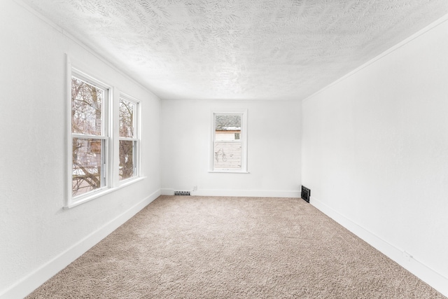 spare room with carpet floors and a textured ceiling