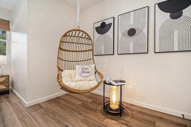 living area featuring wood-type flooring