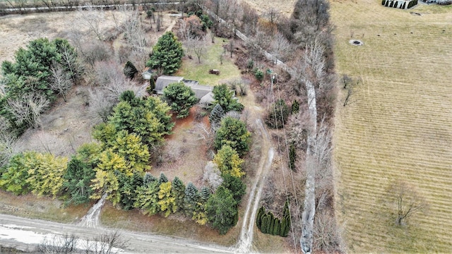 drone / aerial view with a rural view