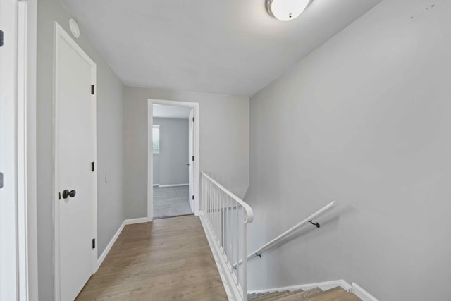 hall with light hardwood / wood-style flooring