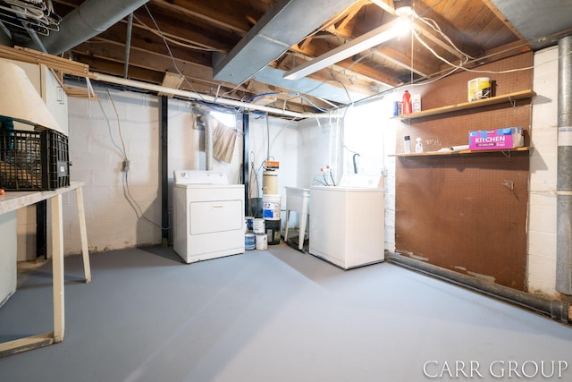 basement with independent washer and dryer