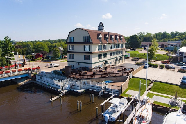 dock area featuring a water view