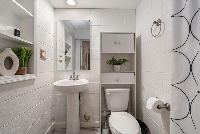 2678 Richmond St NW, Grand Rapids, MI 49504 - half bath with concrete block wall, a sink, and toilet