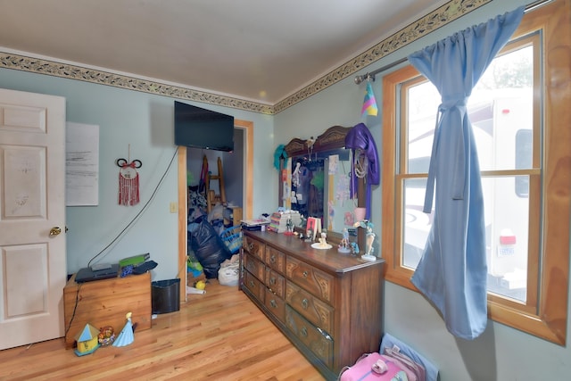 interior space with light hardwood / wood-style floors