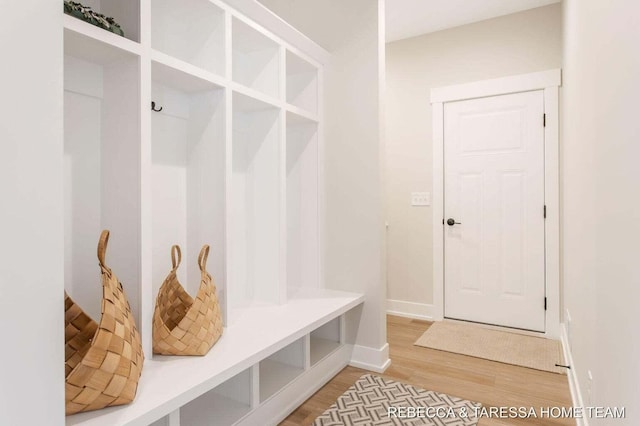 mudroom featuring hardwood / wood-style floors